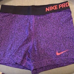 Nike pro shorts - purple, gray, and coral orange